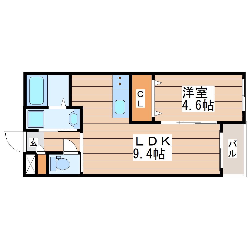 FILO宮町(1LDK/1階)の間取り写真