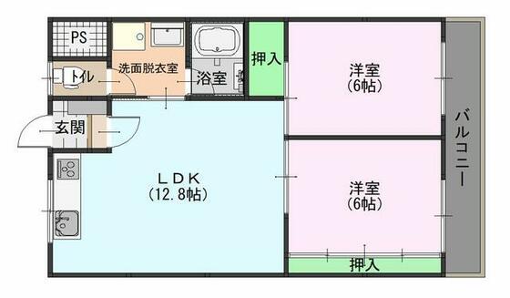 サン・バリュー内灘(2LDK/3階)の間取り写真