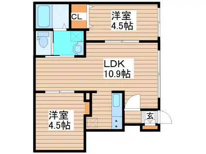 メゾン・ド・リーファ(2LDK/1階)の間取り写真