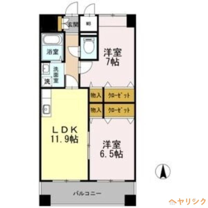カスタリア志賀本通(2LDK/12階)の間取り写真