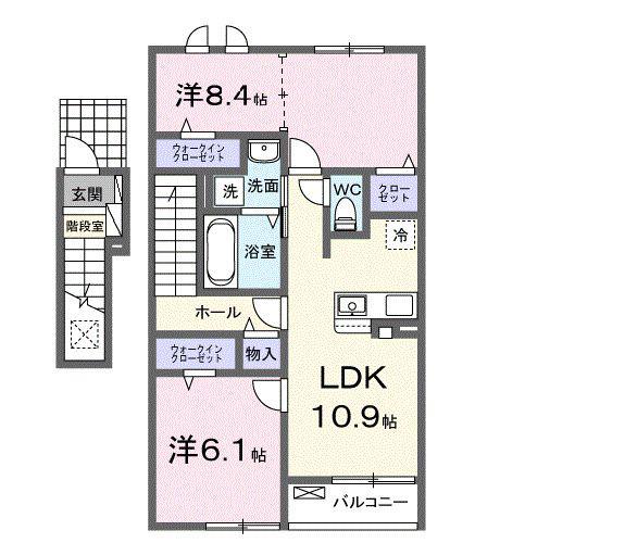 ハイツ大和(2LDK/2階)の間取り写真