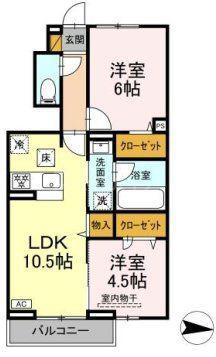 ラプエルタ(2LDK/1階)の間取り写真