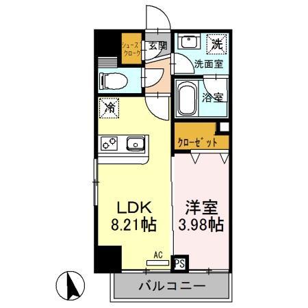 SINCERE東大宮(1LDK/6階)の間取り写真