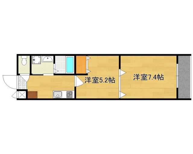 文陽館三条かも川(2K/3階)の間取り写真