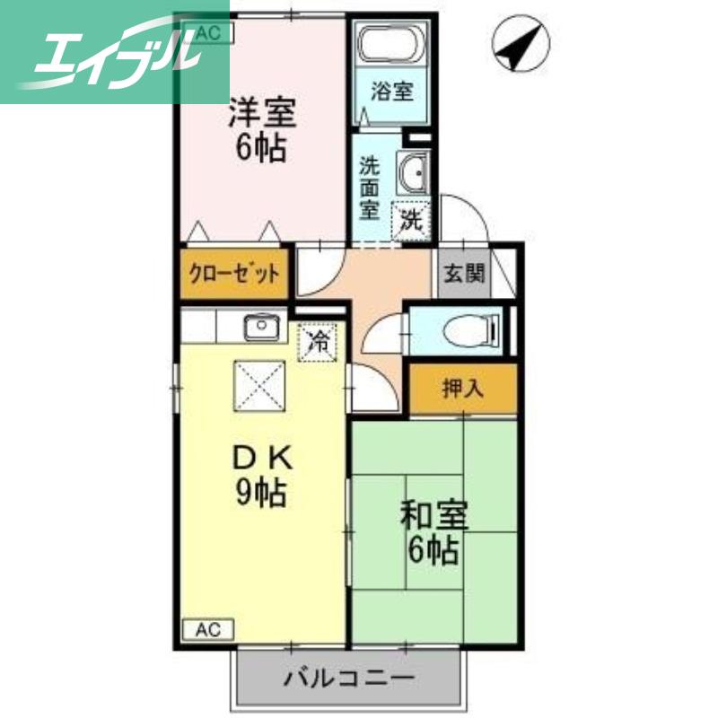 セジュール三宅 D棟(2DK/1階)の間取り写真
