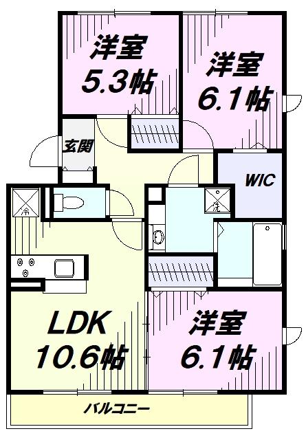 グランドアヴェニュー(3LDK/3階)の間取り写真