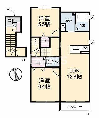 メゾン プレジール(2LDK/2階)の間取り写真