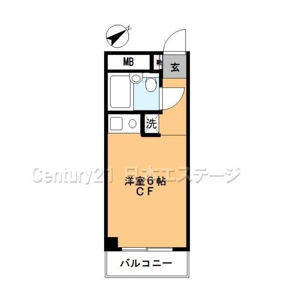 ライオンズマンション旗の台(ワンルーム/4階)の間取り写真