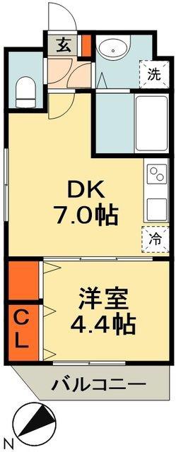FOREST M23(1DK/7階)の間取り写真