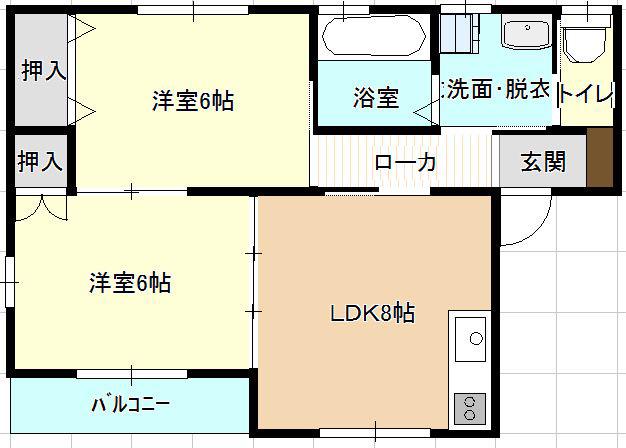 ニューショーワハイツII(2LDK/2階)の間取り写真