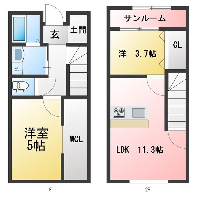シュペール鈴鹿(2LDK/2階)の間取り写真
