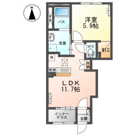 新発田市富塚町2丁目アパート(1LDK/1階)の間取り写真