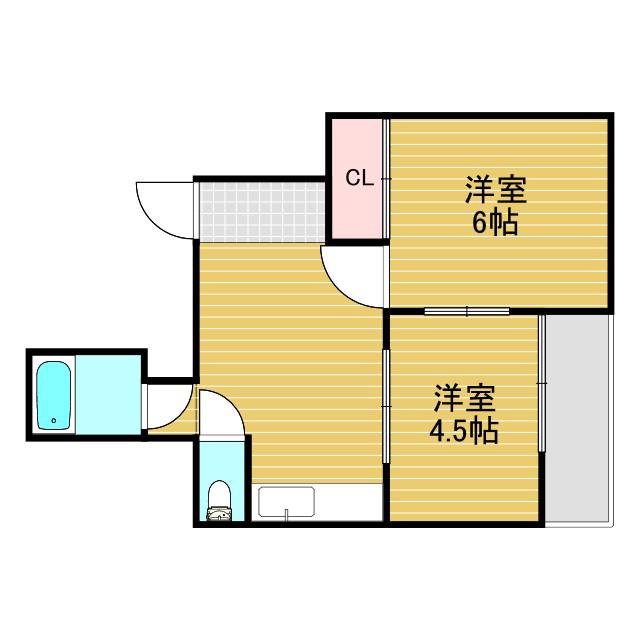 メゾン新高(2K/2階)の間取り写真