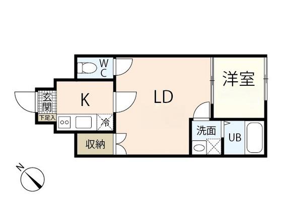 リバーノース庚午(1LDK/1階)の間取り写真