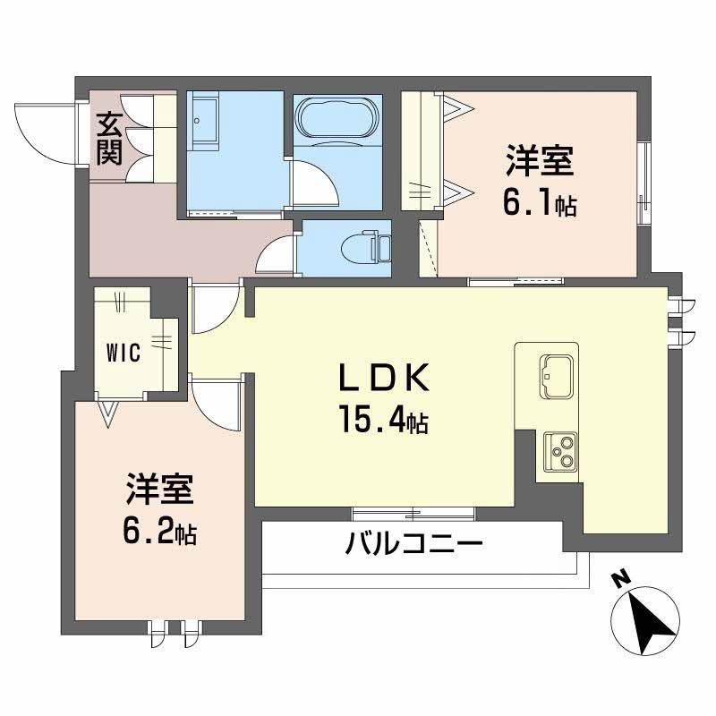 アンビエラ中川(2LDK/4階)の間取り写真