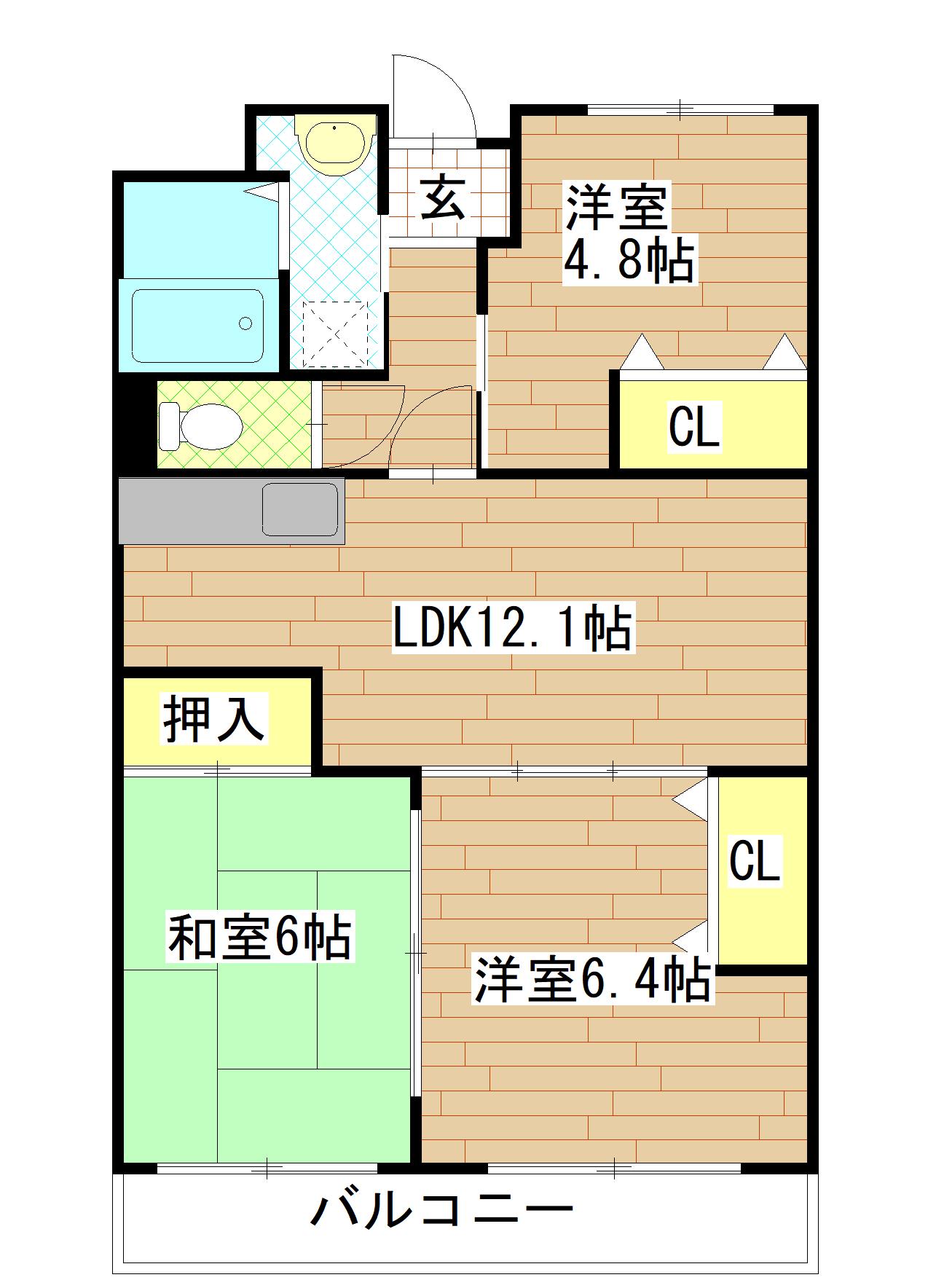 ヴィユーステージ森(3LDK/1階)の間取り写真