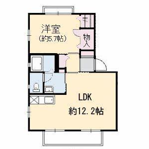 ディアスミヤコ C(1LDK/2階)の間取り写真