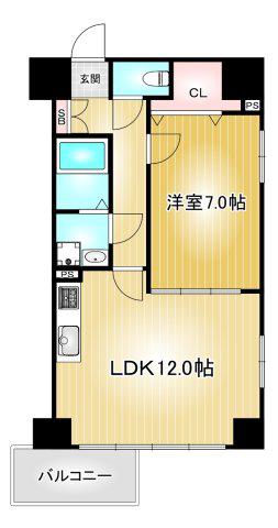 W HOUSE(1LDK/7階)の間取り写真