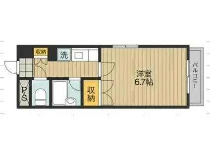 スクエアウィズ2001(1K/3階)の間取り写真