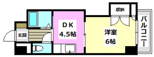 正雀グランドハイツ北(1DK/5階)の間取り写真