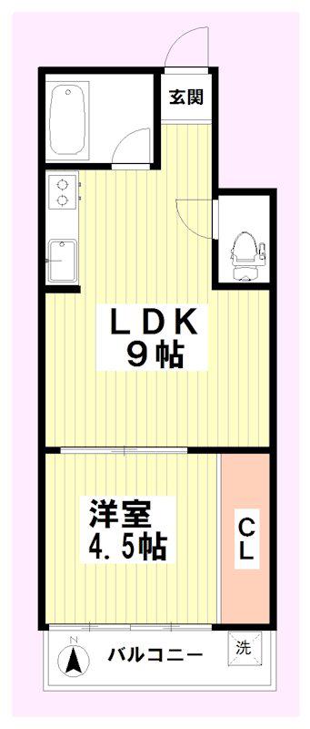 パークサイド一ツ家(1LDK/3階)の間取り写真