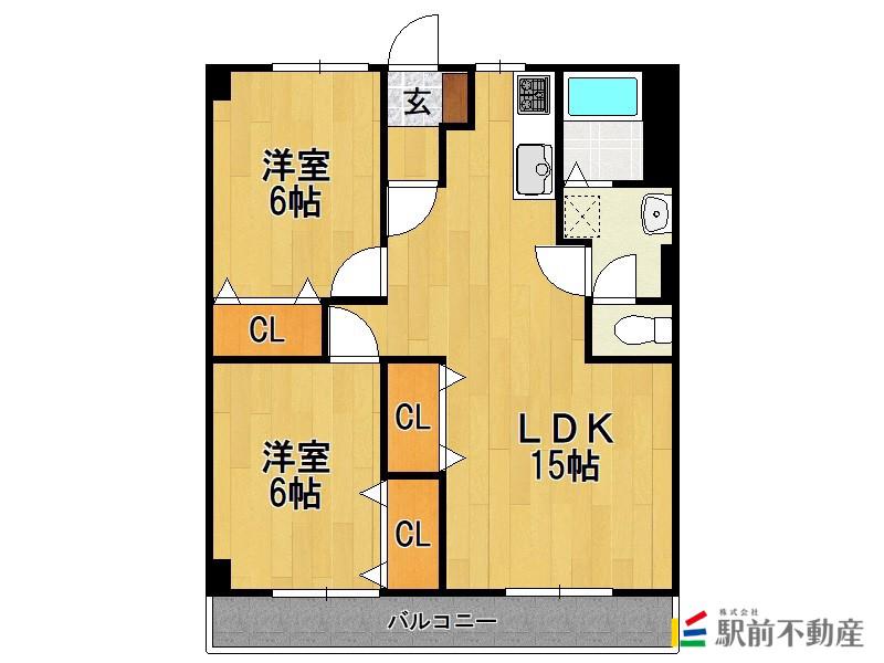 組坂ビルNO.8(2LDK/4階)の間取り写真