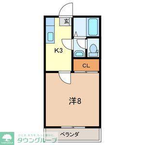 カオルハイツ II(1K/1階)の間取り写真