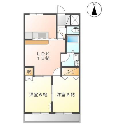 メルヴェール壱番館(2LDK/1階)の間取り写真