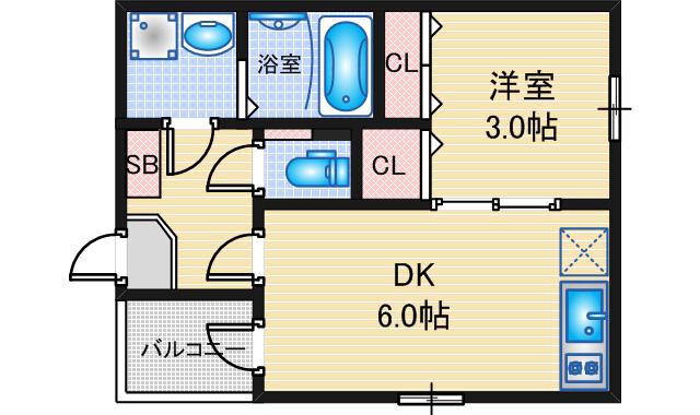 CHAMP DE HELIANTHE 本陣(1DK/1階)の間取り写真