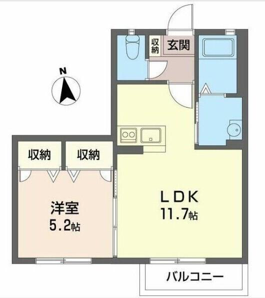 東屋 輝(1LDK/2階)の間取り写真