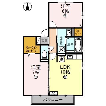 リビングタウン渕B(2LDK/2階)の間取り写真