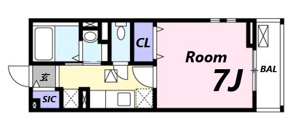 シャロル東園田(1K/1階)の間取り写真
