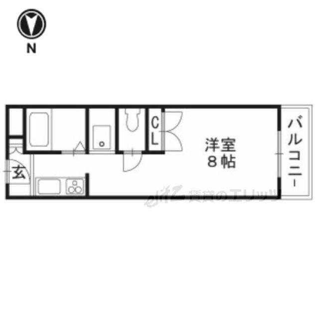 ヤングパレス茨木(ワンルーム/4階)の間取り写真