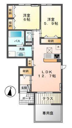 エクセルパレス(2LDK/2階)の間取り写真
