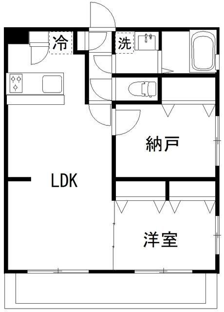 カルディア中央(1SLDK/4階)の間取り写真