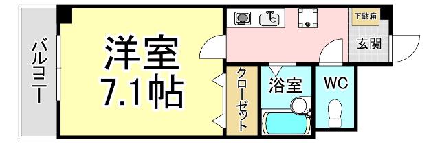 クイーンズ渡辺(1K/1階)の間取り写真