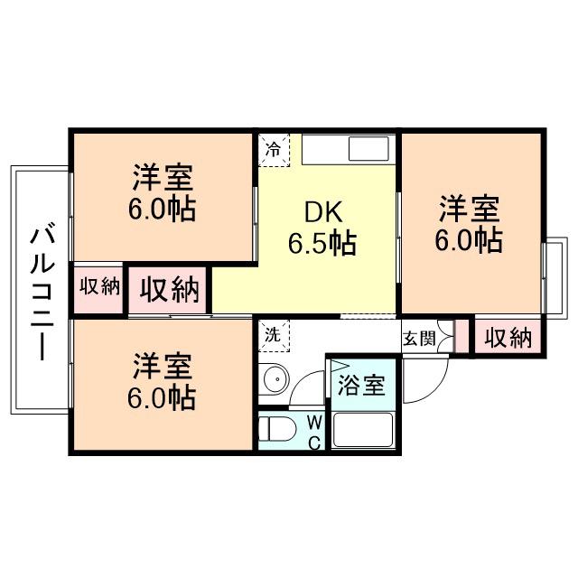 パレーシャル堀川(3DK/1階)の間取り写真