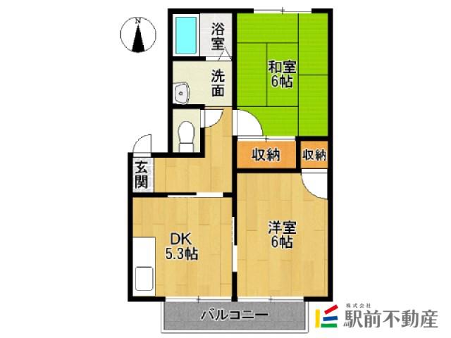 レーベン渋谷(2DK/1階)の間取り写真