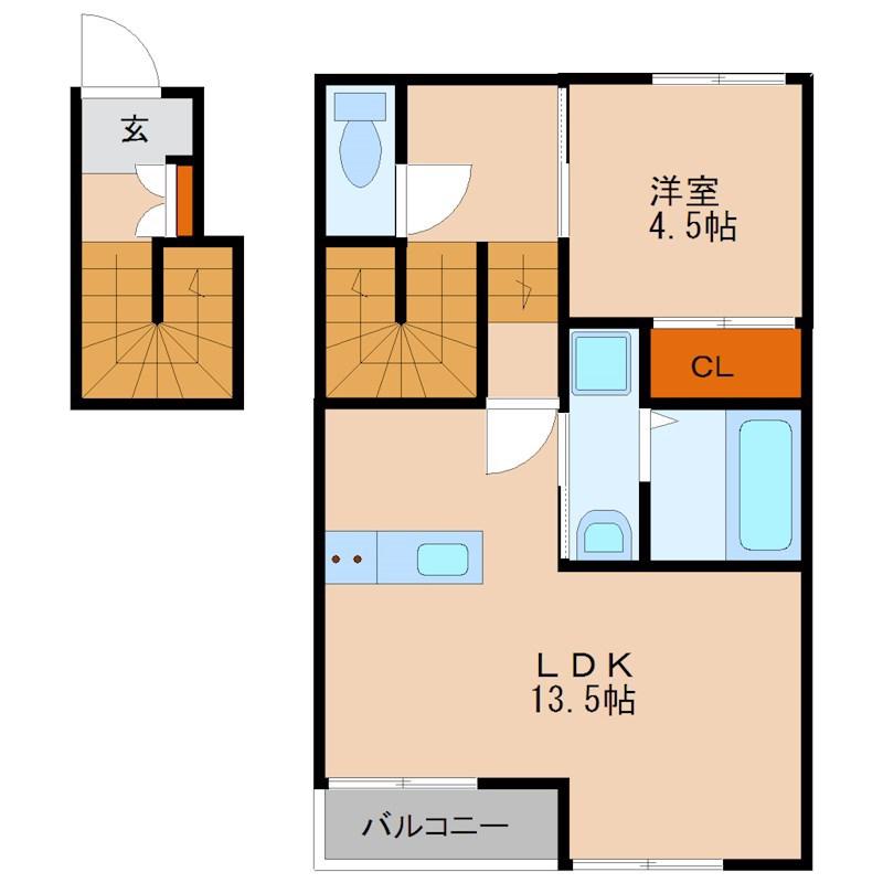 RIZ HARMONIE(1LDK/2階)の間取り写真