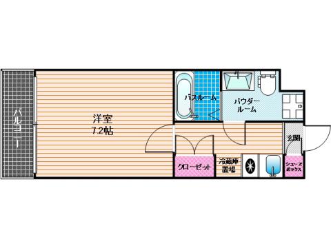 エトス高宮(1K/14階)の間取り写真