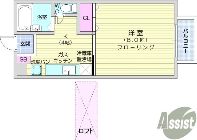 H&M HOUSE(1K/1階)の間取り写真