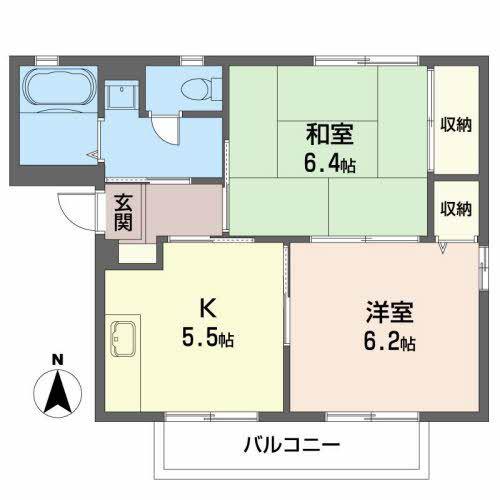 リバティガーデン C(2K/2階)の間取り写真