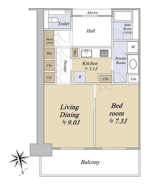 グラングリーン大阪 THE ノース RESIDENCE(1LDK/16階)の間取り写真
