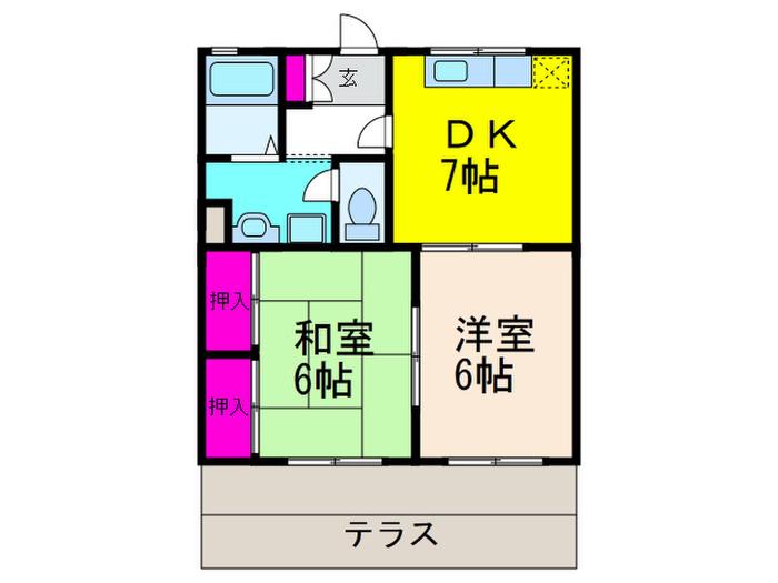 メイプルハイツA(2DK/1階)の間取り写真