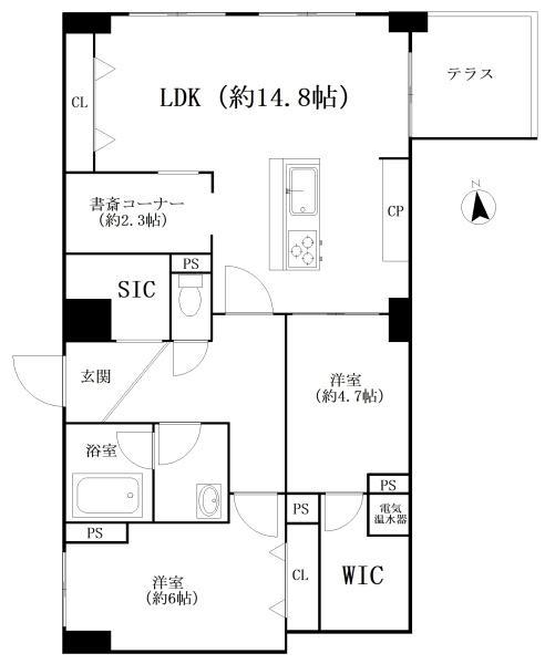 ペアシティルネッサンス高輪(2LDK/12階)の間取り写真