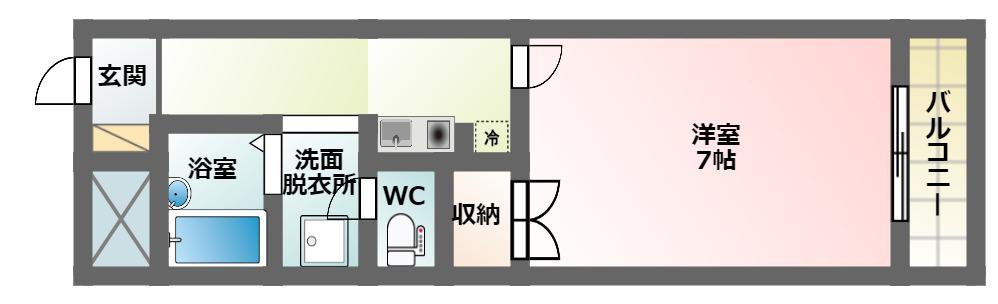 ハートフル21(1K/4階)の間取り写真