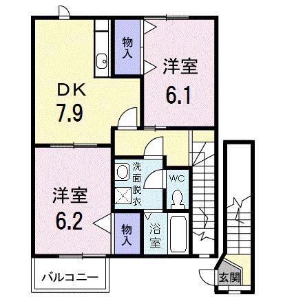 グラン・シャリオ(2DK/2階)の間取り写真
