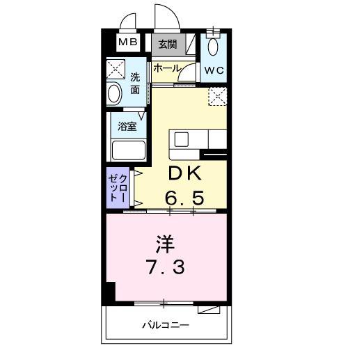 HANAティアラY・M(1DK/4階)の間取り写真