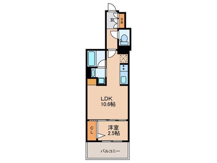 アーバネックス本町II(1LDK/5階)の間取り写真
