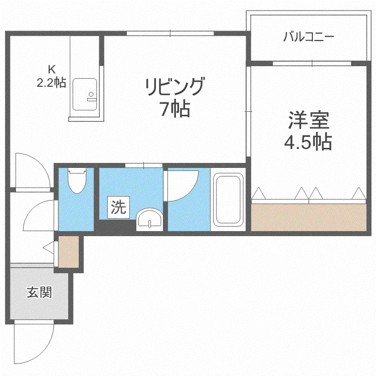 ブランシャールS7(1LDK/2階)の間取り写真